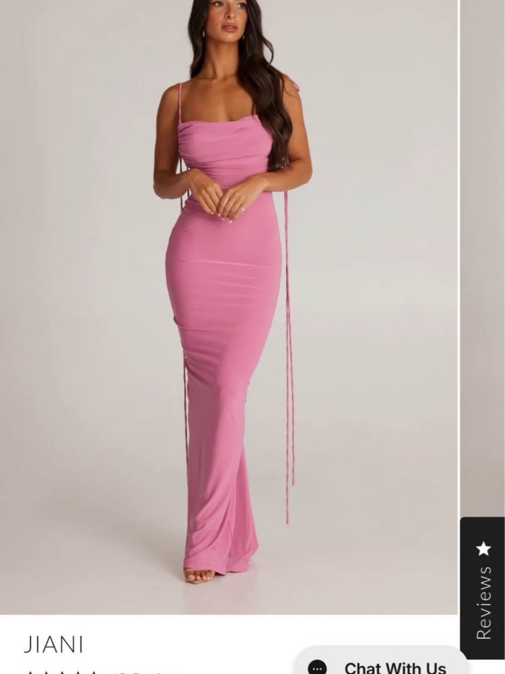 Pink Backless Ruched Maxi Dress with Spaghetti Straps
